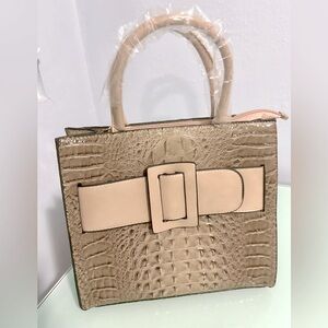 CROCODILE PATTERN HANDBAG (TAN) NWT